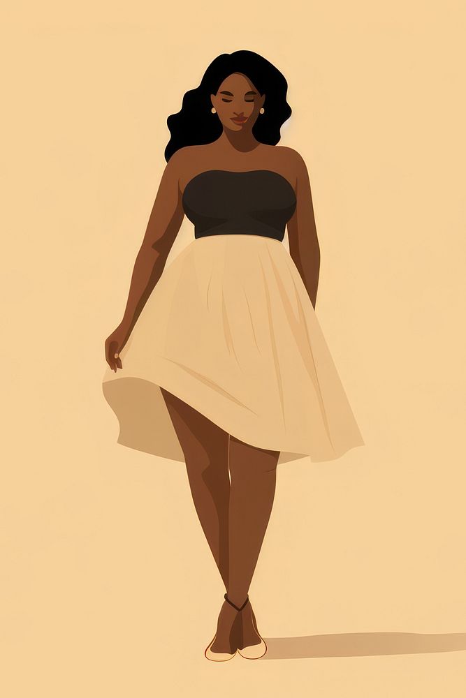 Black Chubby woman dress skirt adult. AI generated Image by rawpixel.