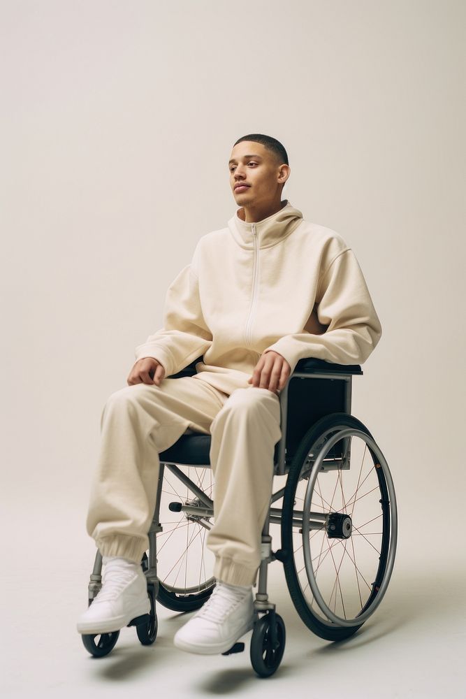 Wheelchair sweatshirt sitting adult. AI generated Image by rawpixel.
