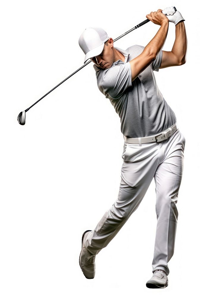 Golf player sports adult white background. 