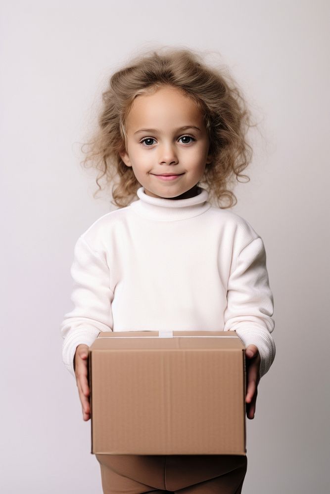 Kid box cardboard portrait. 