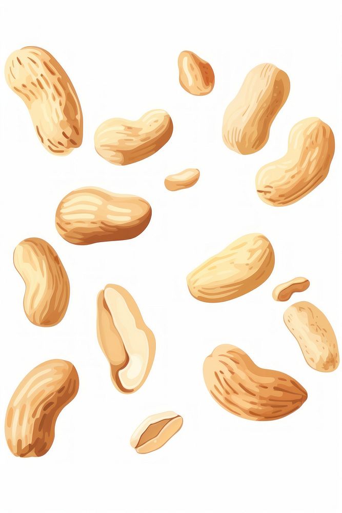 Falling peanut seeds food white background freshness. AI generated Image by rawpixel.