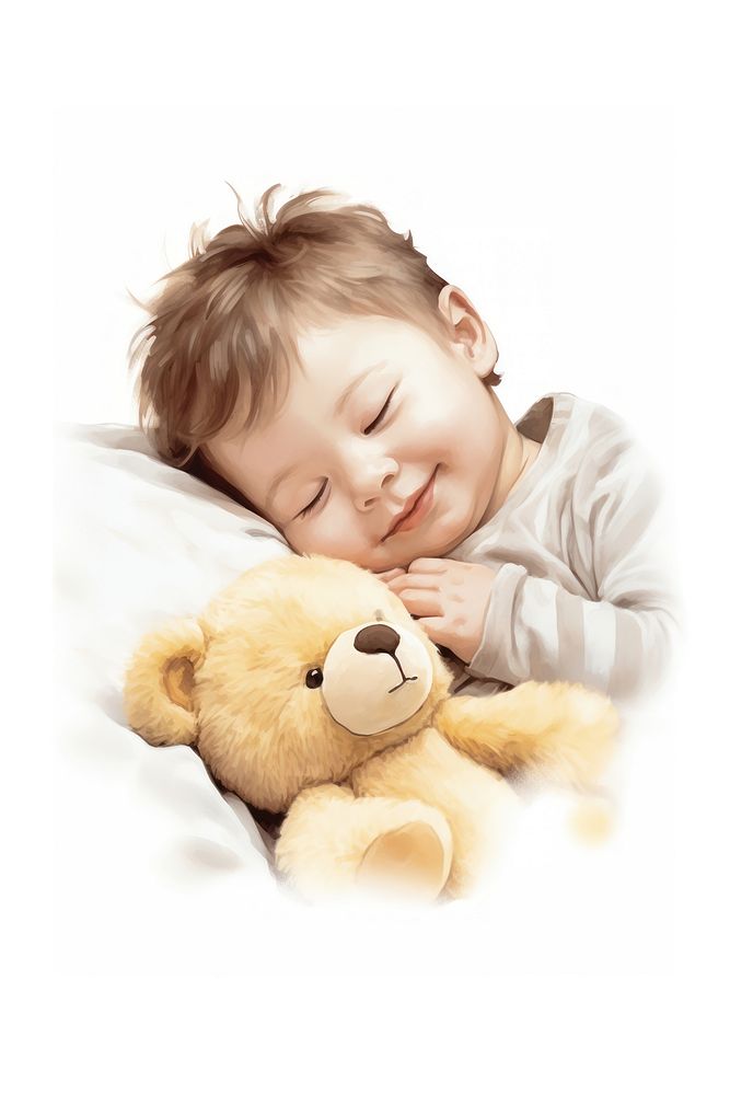 Baby sleeping toy portrait. AI generated Image by rawpixel.