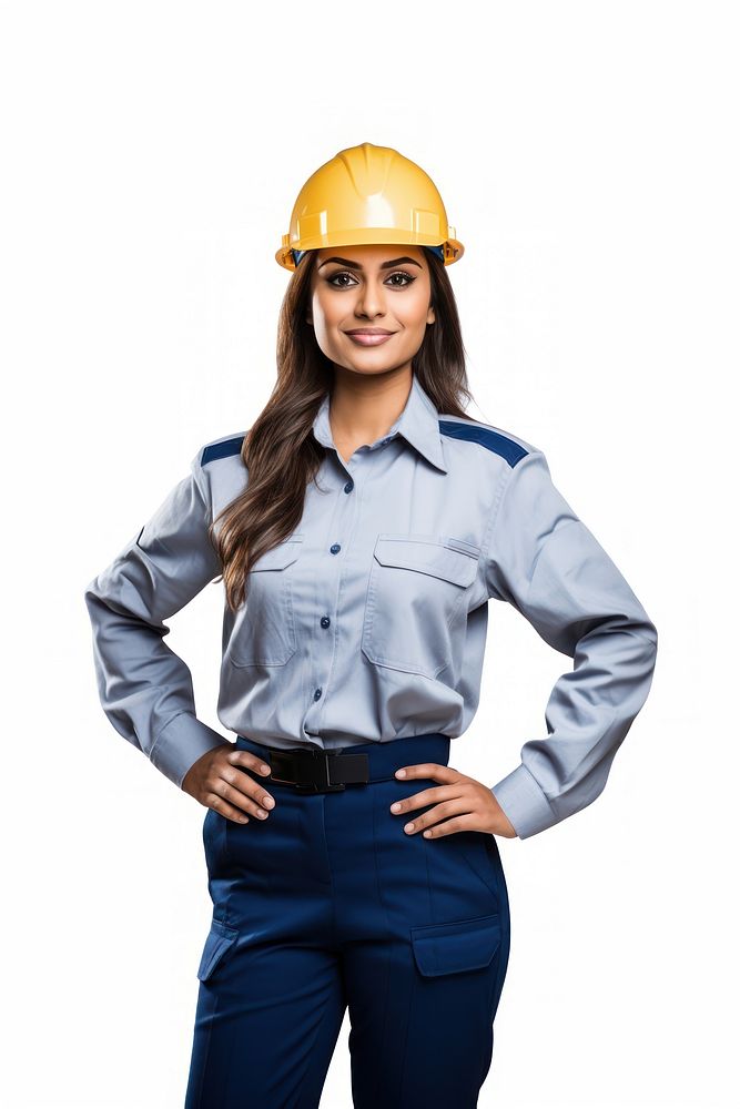 Indian woman engineer hardhat helmet blouse. AI generated Image by rawpixel.