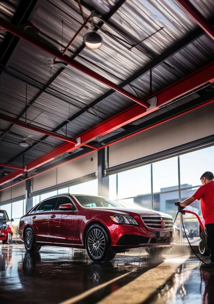 Car wash service vehicle wheel adult. AI generated Image by rawpixel.