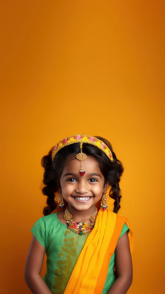 Indian little girl necklace portrait jewelry. AI generated Image by rawpixel.