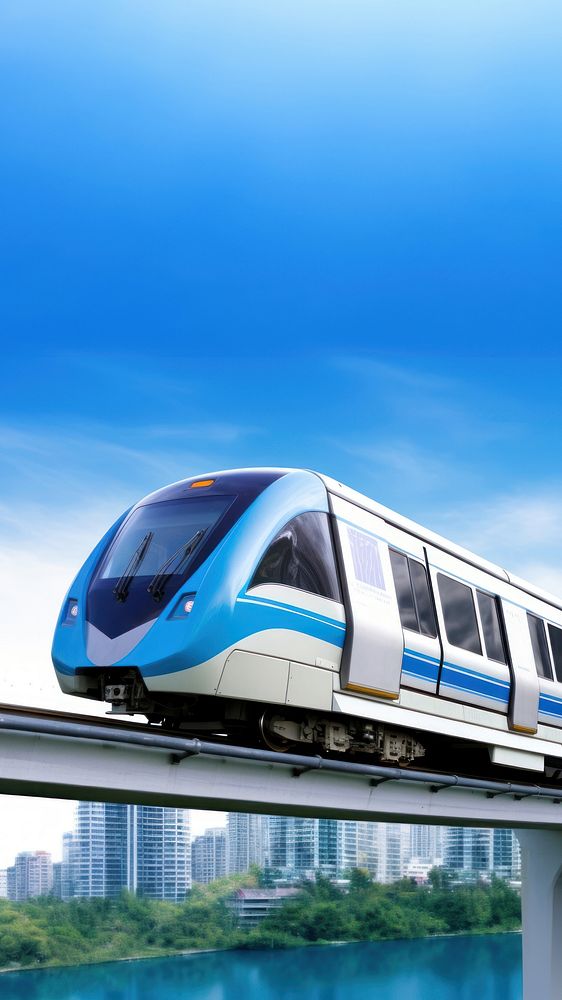 SkyTrain monorail vehicle railway. AI generated Image by rawpixel.