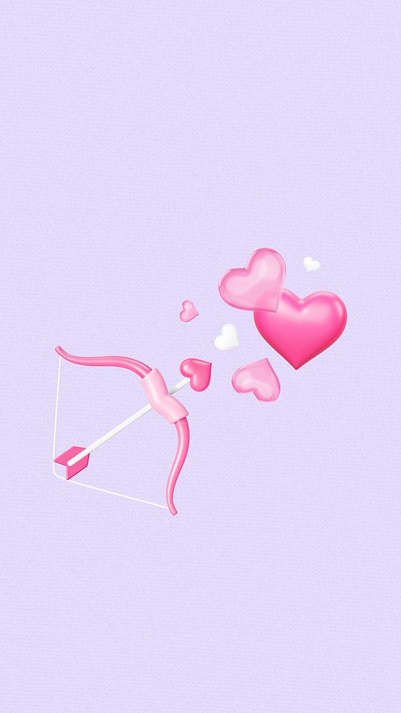 Cupid bow and arrow iPhone wallpaper, 3D Valentine's Day remix