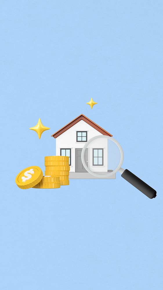 Property search iPhone wallpaper, home loan, 3D finance remix