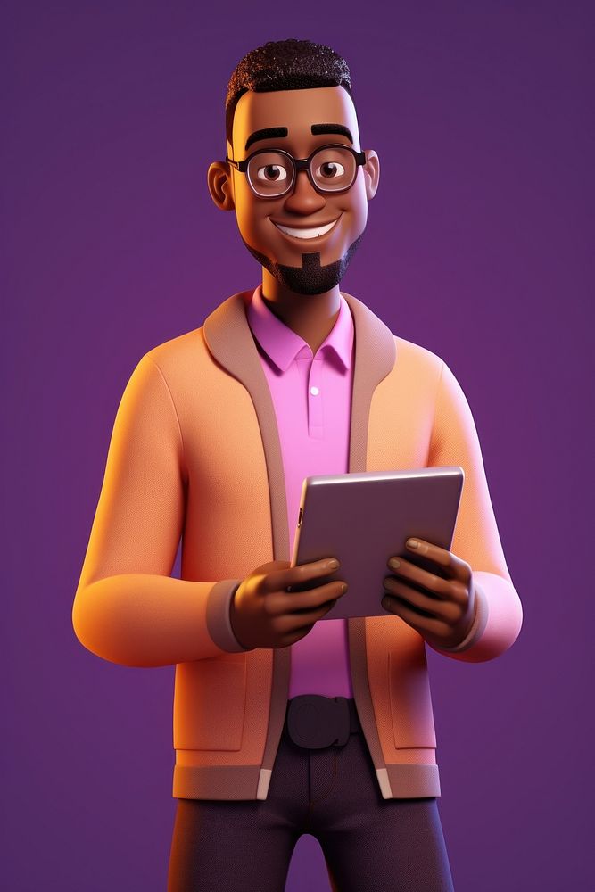 Using a digital tablet cartoon portrait computer. AI generated Image by rawpixel.