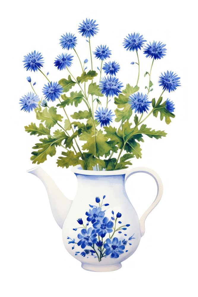 Flower porcelain plant herbs. AI generated Image by rawpixel.