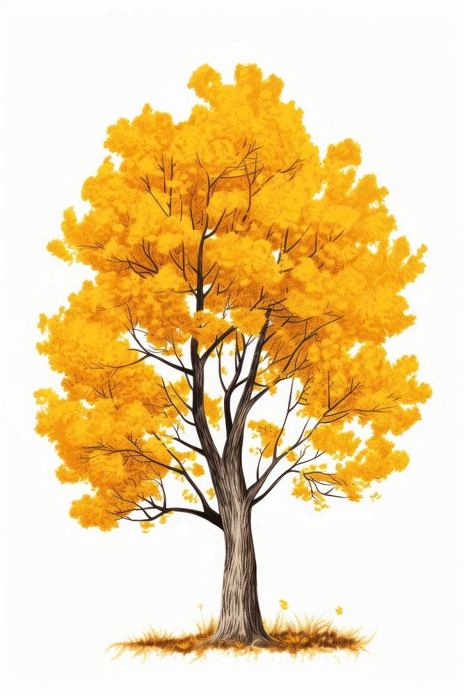 Cottonwood tree drawing plant maple. AI generated Image by rawpixel.