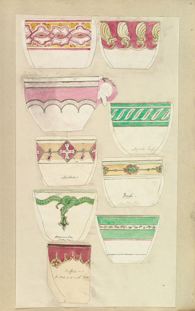 Nine Designs for Decorated Cups