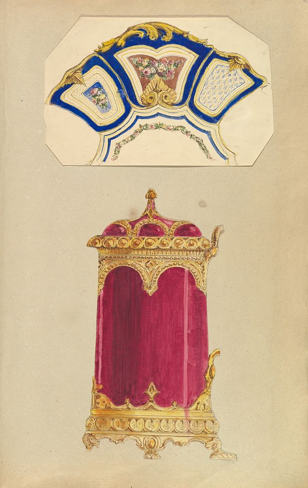 Designs for a Decorated Dish, or Platter, and a Biscuit Barrel