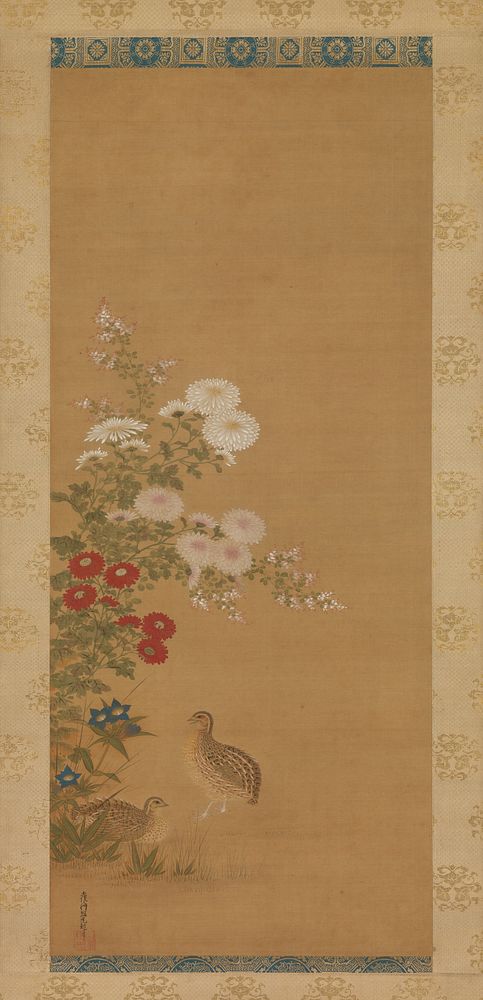 Quail and Autumn Flowers by Tosa Mitsuoki