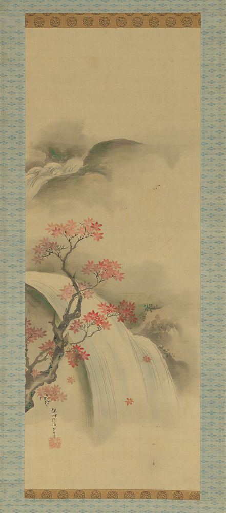 Waterfall and Maple Tree, attributed to Kano Seisen&rsquo;in