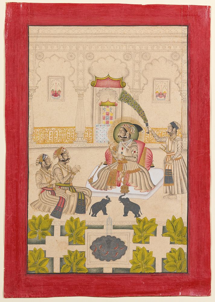 Maharana Amar Singh II Is Shown Two Silver Elephants