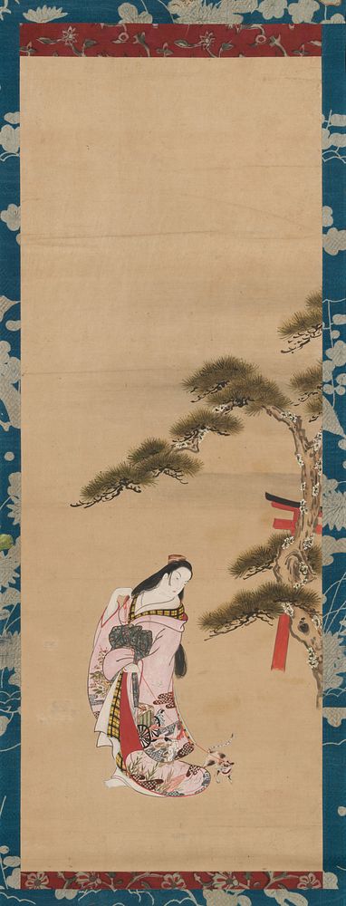 The Third Princess and a Cat, from the "New Herbs I" (Wakana I) chapter The Tale of Genji (Genji monogatari}, attributed to…