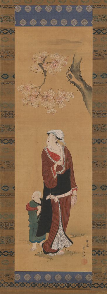 Woman and Child under a Cherry Tree by Utagawa Toyohiro