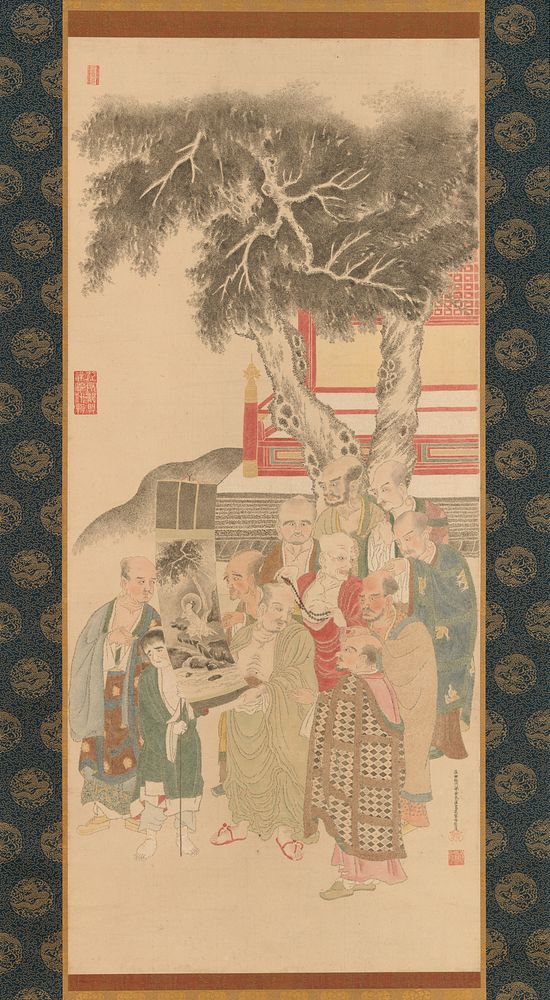Ten Rakan Examining a Painting of White-Robed Kannon by Katō Nobukiyo