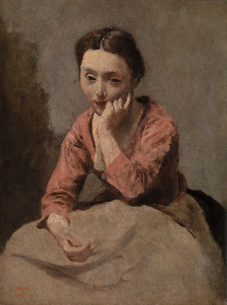 Pensive Young Woman (Jeune femme pensive) by Jean Baptiste Camille Corot