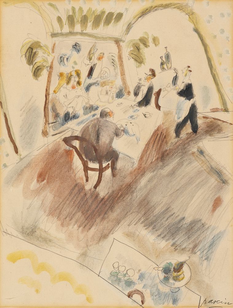 Two Men Dining by Jules Pascin