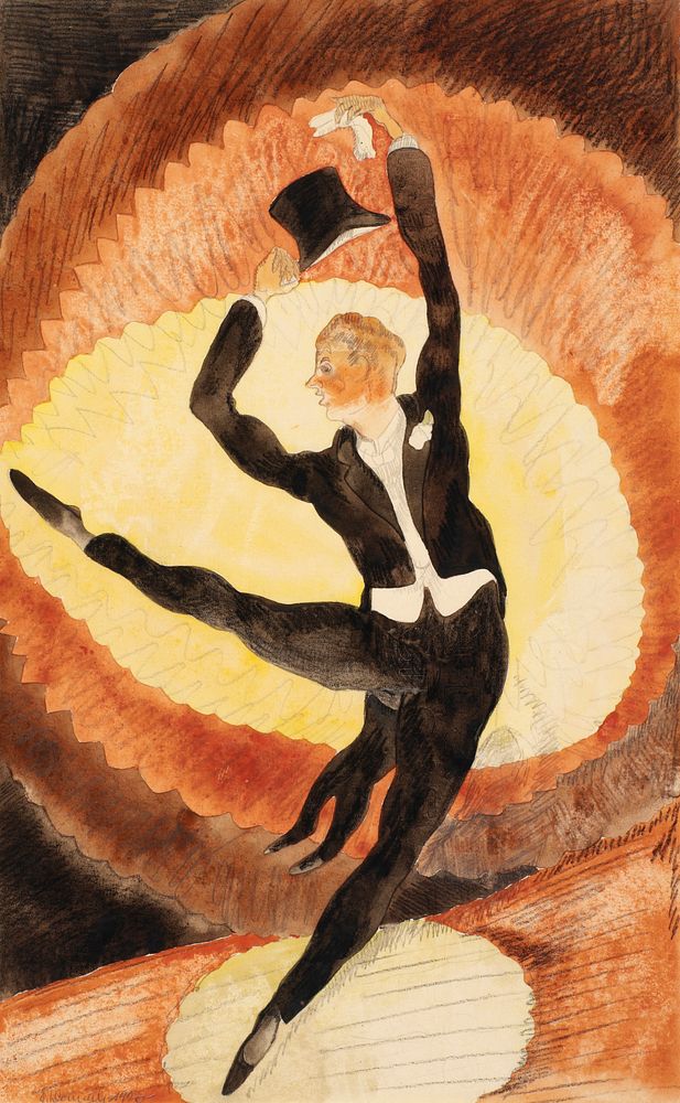 In Vaudeville: Acrobatic Male Dancer with Top Hat by Charles Demuth