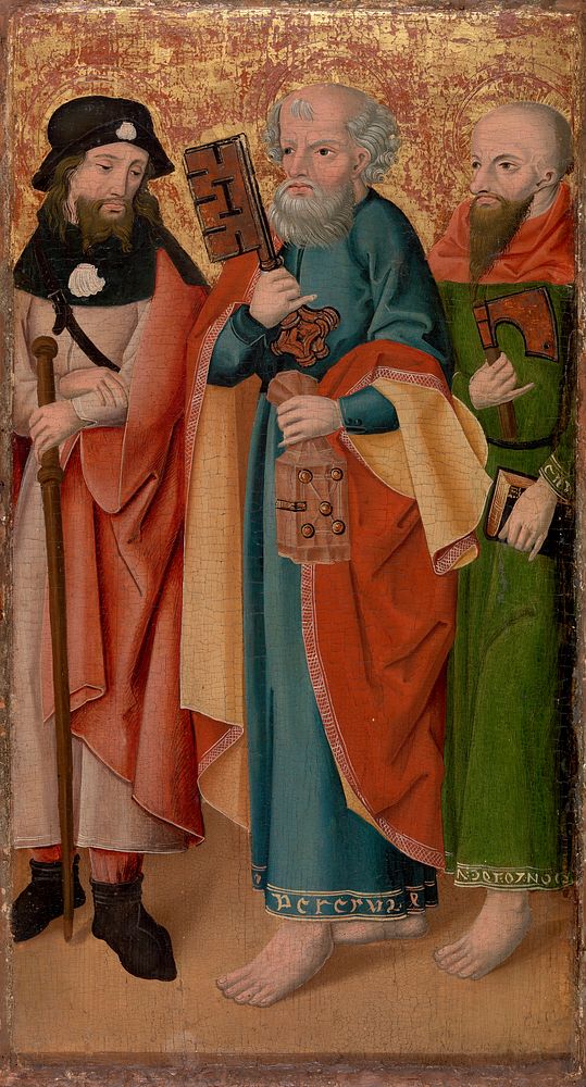 Three Apostles with Stick, Key and Axe by Unidentified artist