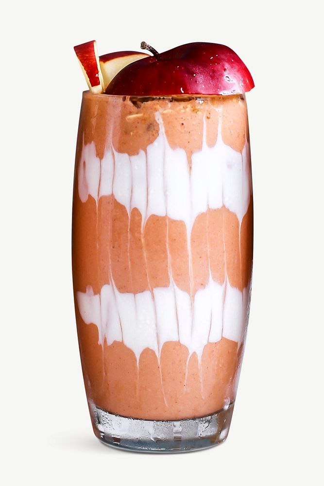Peach smoothie with apple collage element, food & drink isolated image psd