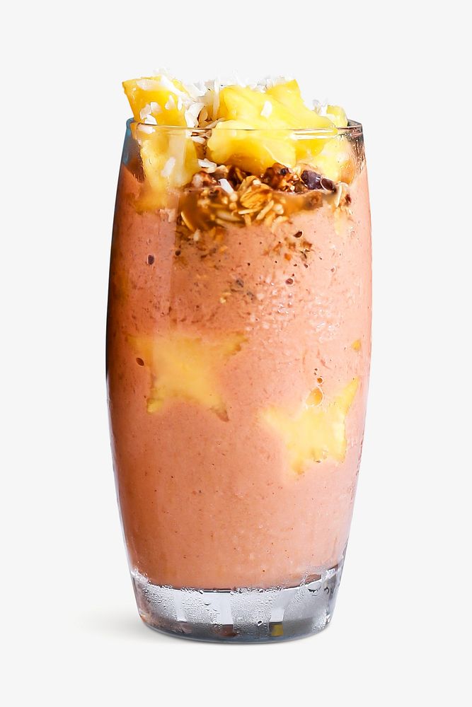 Peach smoothie with mango collage element, food & drink isolated image
