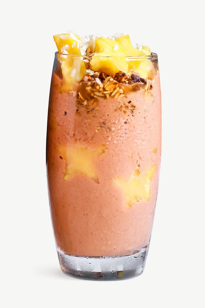 Peach smoothie with mango collage element, food & drink isolated image psd