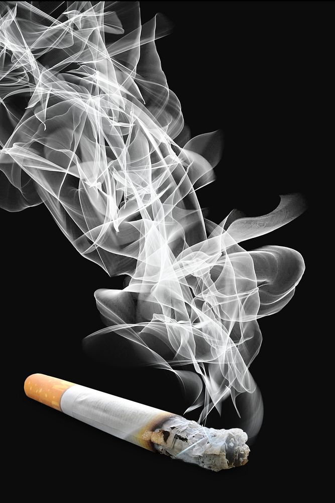 Cigarette with smoke, isolated image