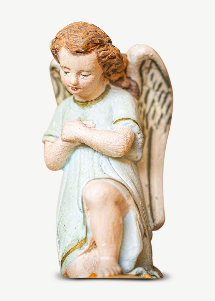 Angel praying statue collage element psd