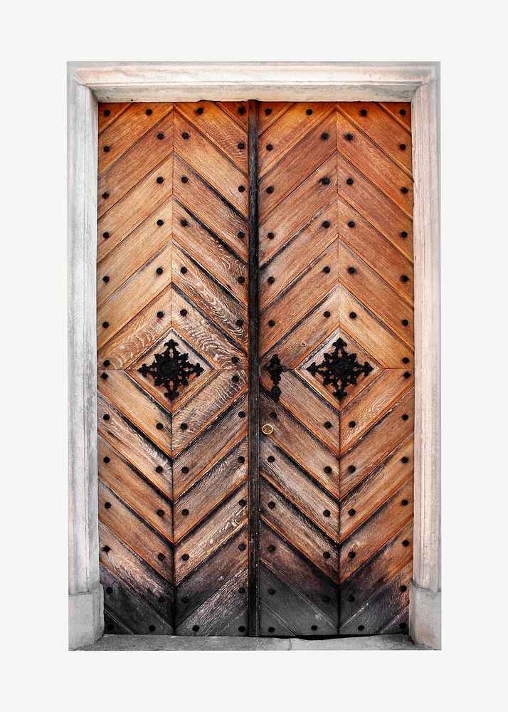 Gothic church door, architecture collage element psd