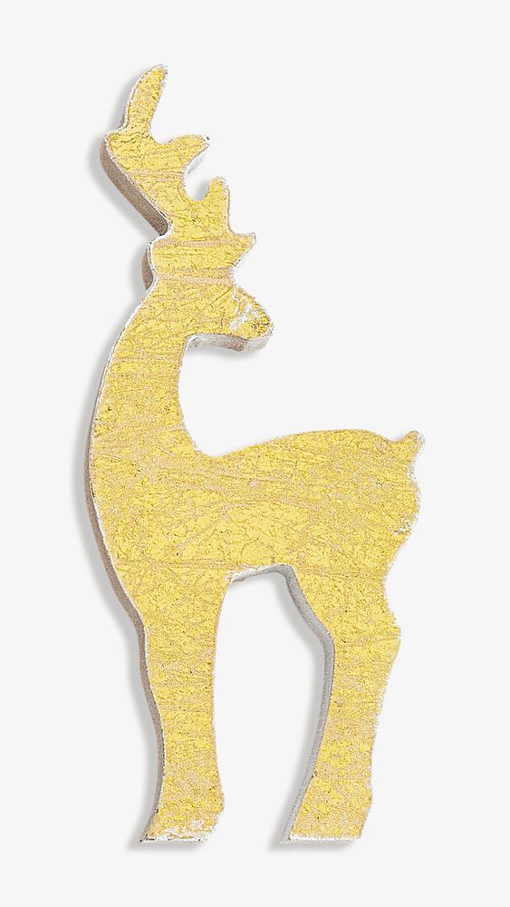 Gold reindeer animal collage element, isolated image