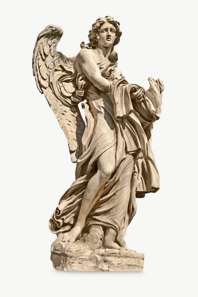 Greece angel statue collage element psd