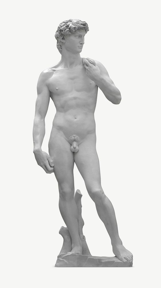 Nude Greek God sculpture collage element psd