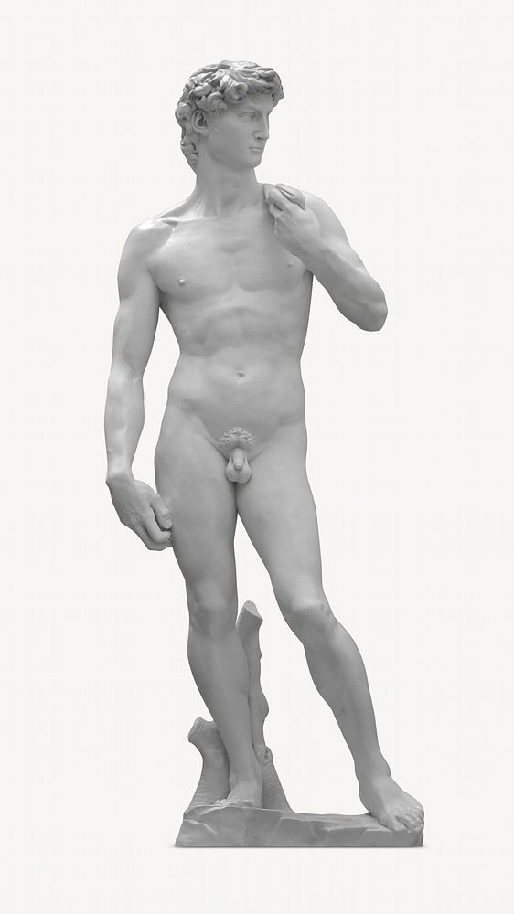 Nude Greek God sculpture, isolated image