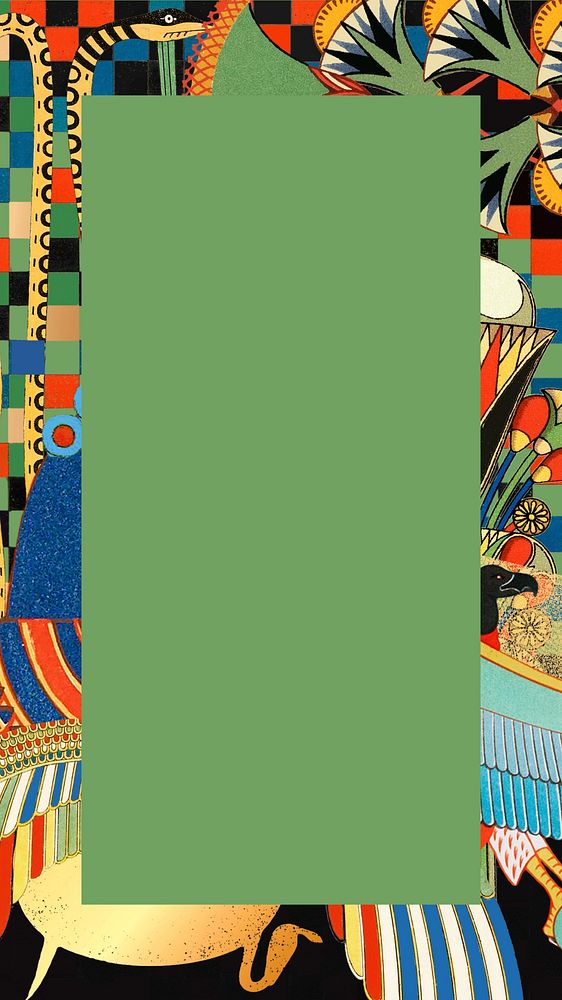 Ancient Egypt patterned phone wallpaper, colorful vintage frame background