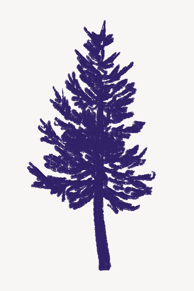 Painted pine tree collage element psd