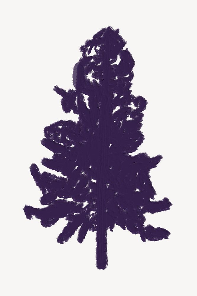 Hand-drawn pine tree collage element psd