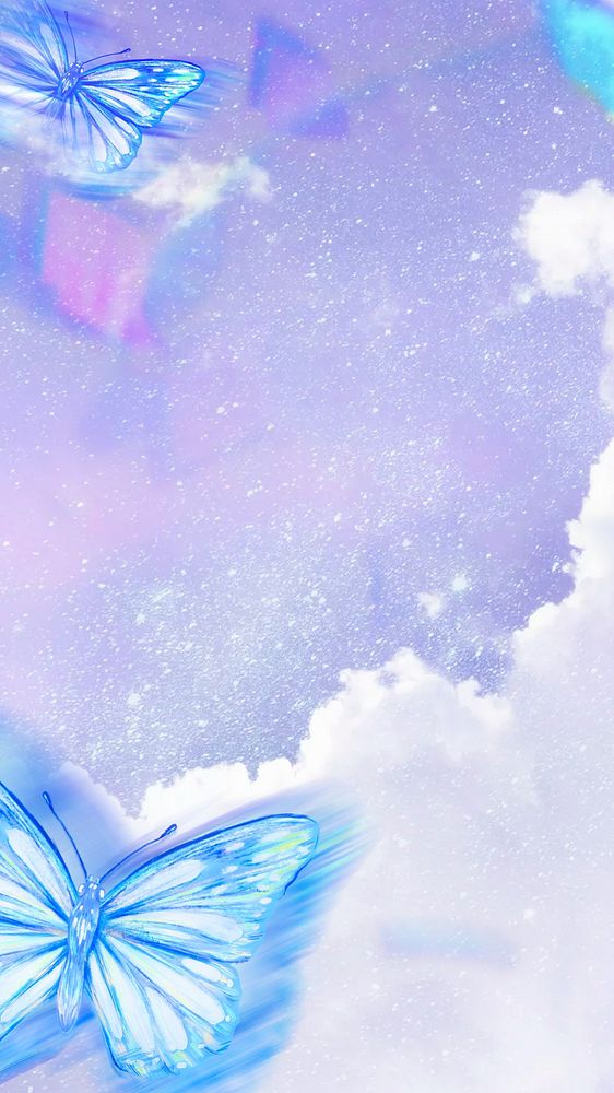 Dreamy butterfly pastel phone wallpaper, aesthetic sky background