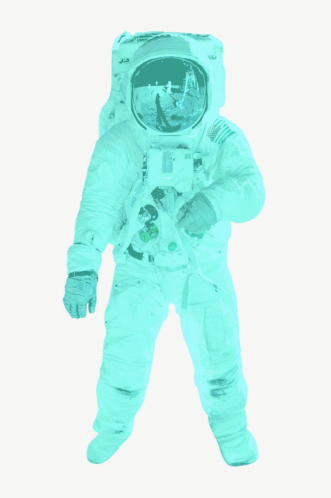 Green astronaut collage element  psd