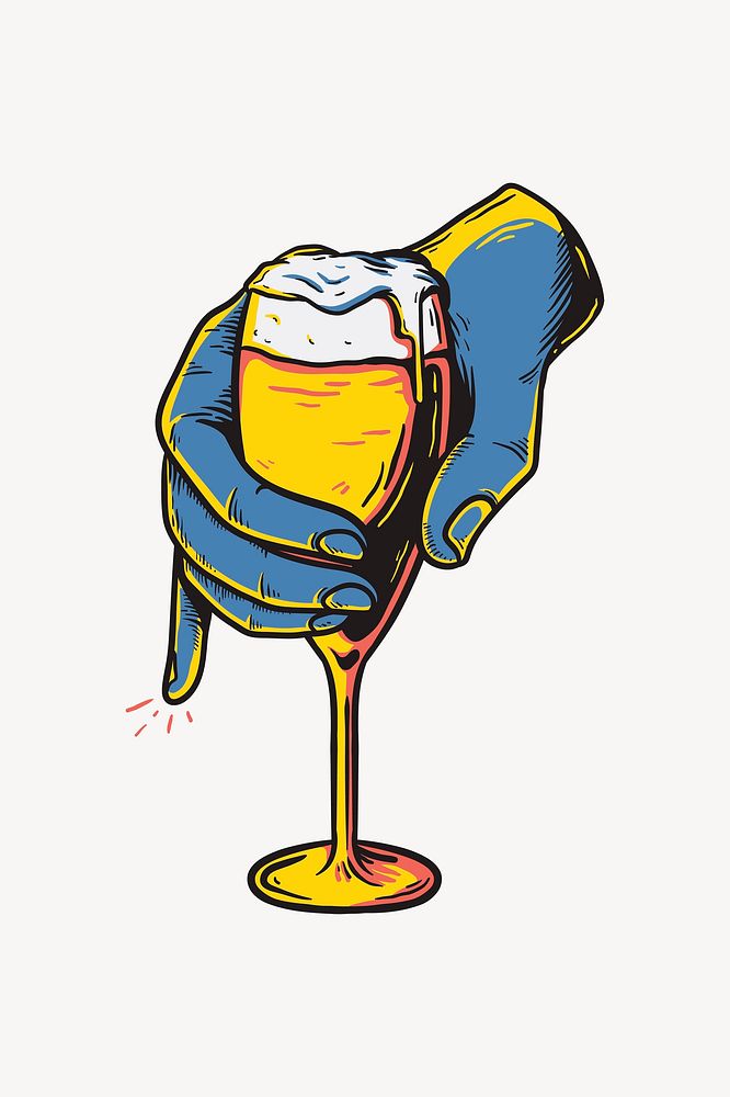 Hand holding champagne glass element illustration vector
