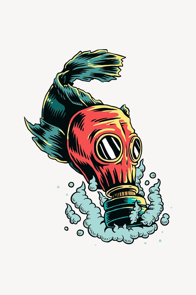 Cool gas mask element, retro illustration vector