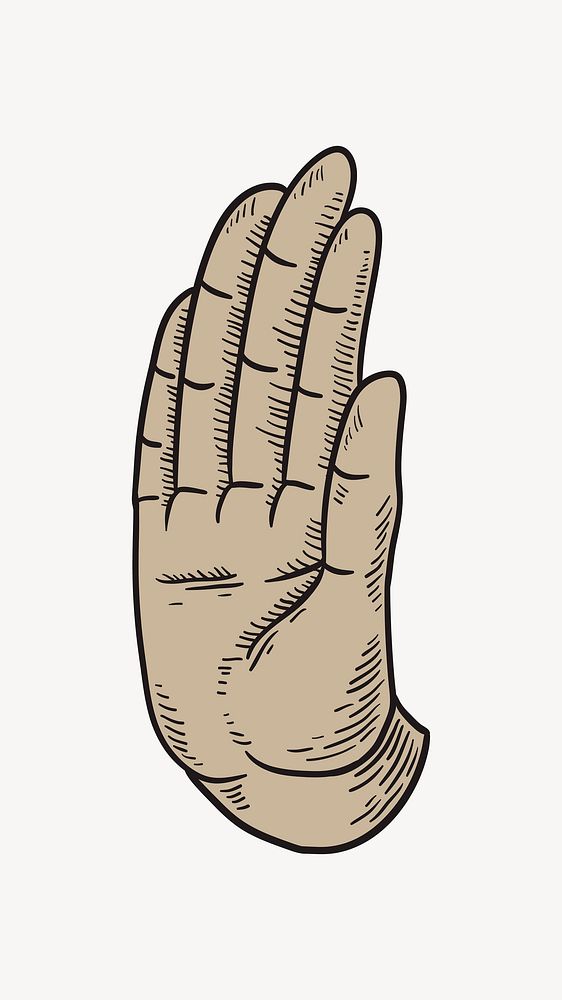 Stop hand element, brown illustration vector