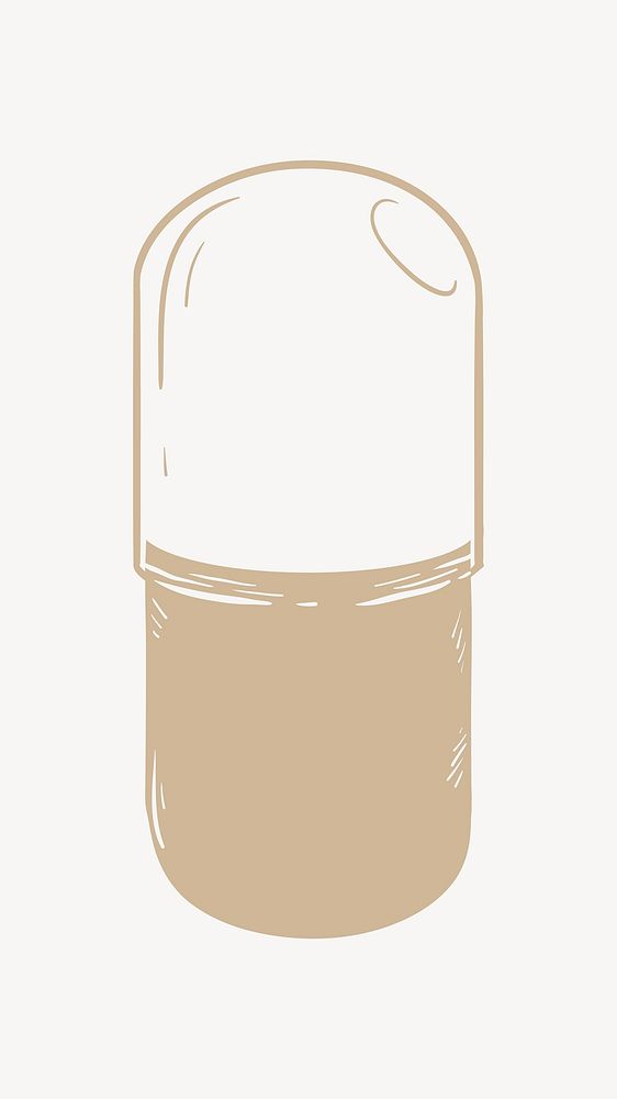 Beige capsule pill element, beige design vector