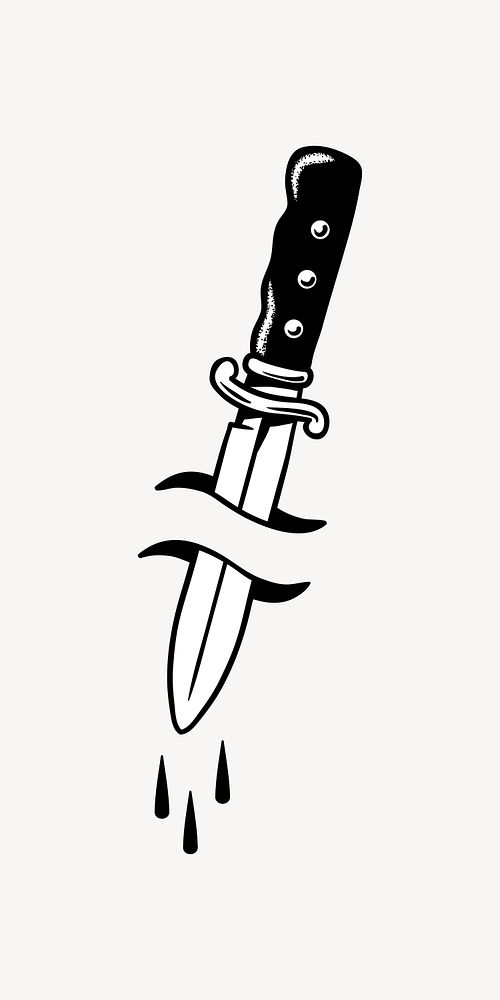 Retro knife element, black & white design vector