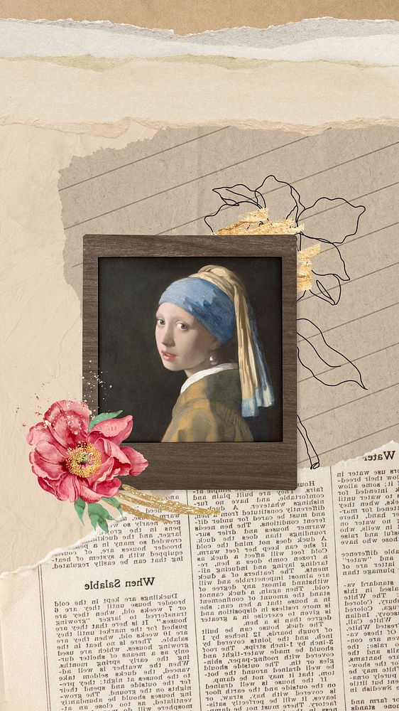 iPhone wallpaper, Girl with a Pearl Earring. Remixed by rawpixel.