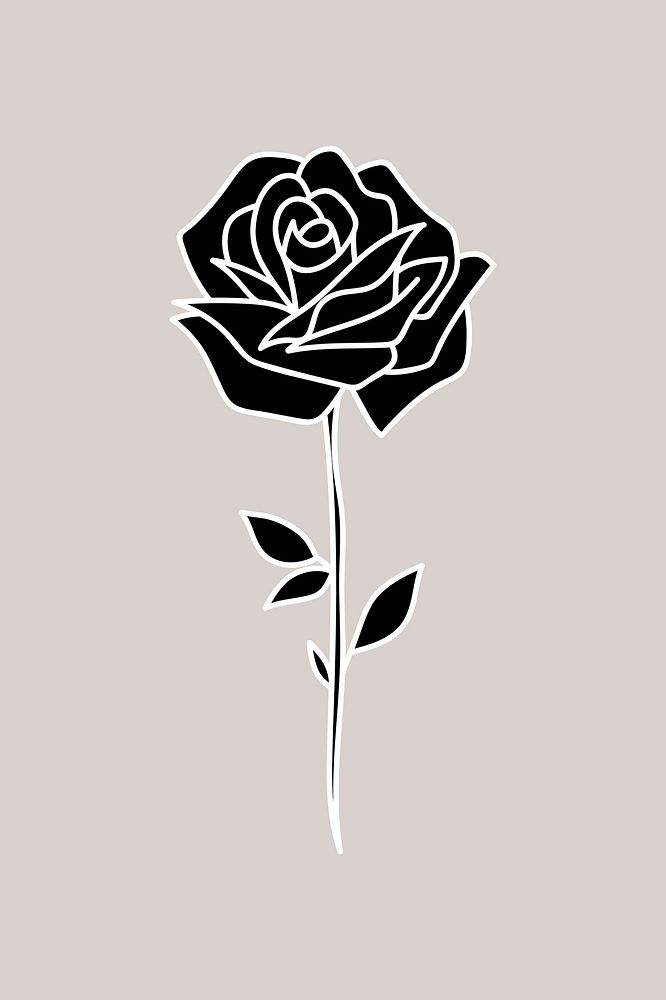 Black rose flower illustration vector