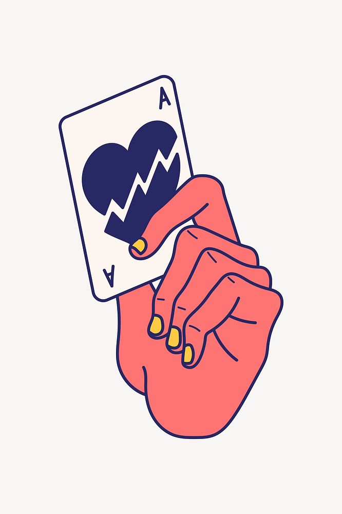 Hand holding play card illustration vector